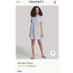 Faherty Gemina Linen Dress in Sky Blue